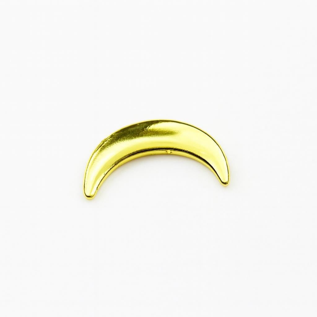 Gold-tone crescent moon tooth gem crystal