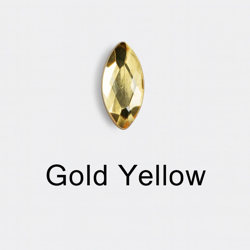 Gold yellow oval navette tooth gem crystal